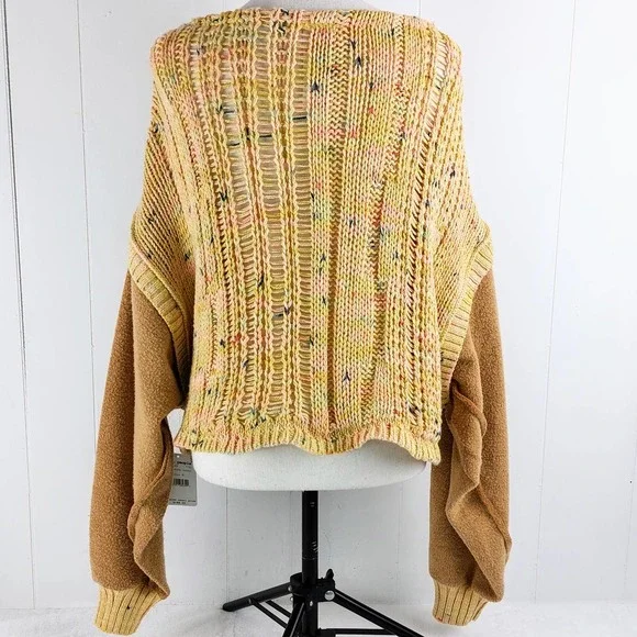 Honey Cable Knit Pullover Sweater in Honeycomb Combo Oversized Free People - Picture 5 of 7